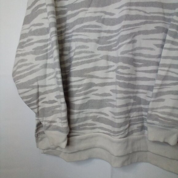 American Eagle Sweatshirt Women XS Jegging Fit Oversized Zebra Stripe Gray White - Picture 5 of 13